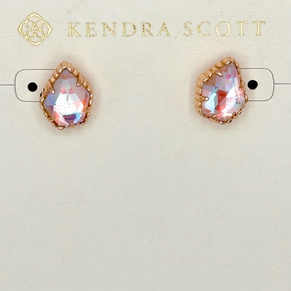 Kendra Scott Tessa Dichroic Glass Rose Gold Stud Earrings